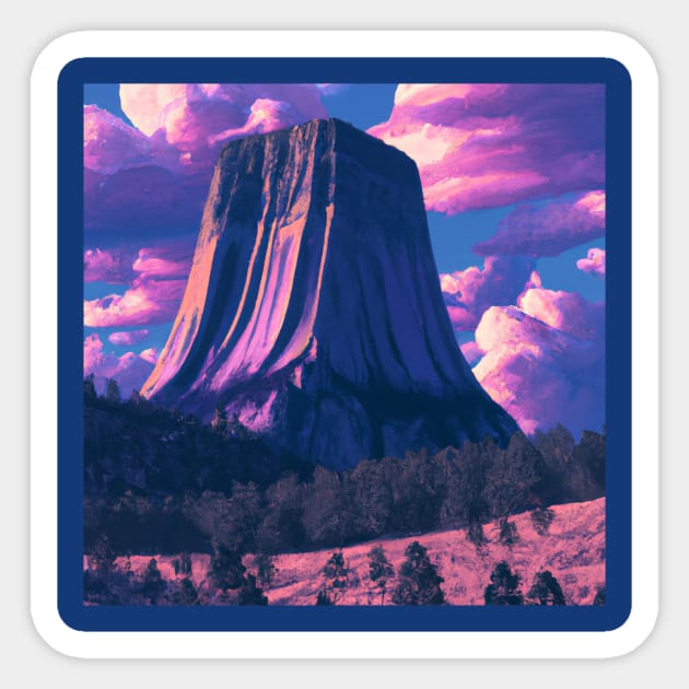 Devil's Tower in Wyoming Sticker by Star Scrunch